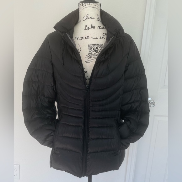 a.n.a Down Puffer Jacket Packable Hooded Sz Xl Black Cozy Winter Goth core - Picture 6 of 14